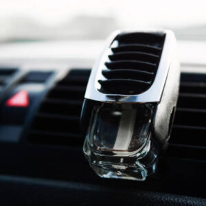 Perfume in a glass jar for cars. fresh smell in the car